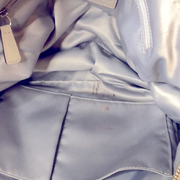 COACH sequin cream colored signature satchel handbag. - Picture 11 of 13